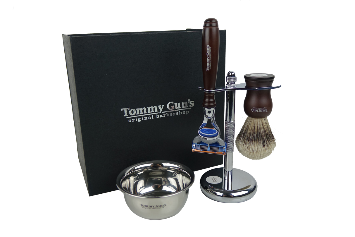 4 Piece Shave Kit - Metal Beechwood