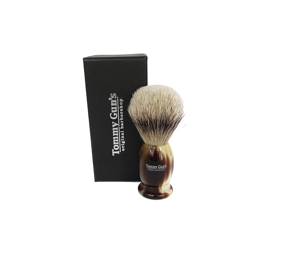 Tommy Gun&#39;s Shave Tommy Guns Shave Brush Faux Horn Handle 20mm Silver Tip Badger S121-FH04